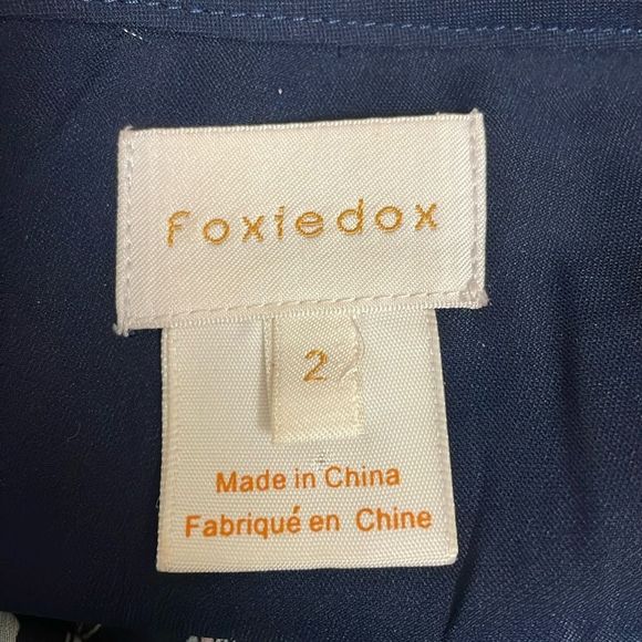 Anthropologie Foxiedox “Carolina” Navy Blue Floral Layered Semi-Sheer Midi (2) - Picture 11 of 16